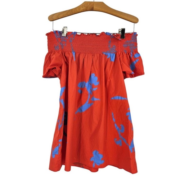 Tory Burch LIKE NEW Eliza poppy off the shoulder blouse red floral Size 2 $250 - Picture 3 of 6